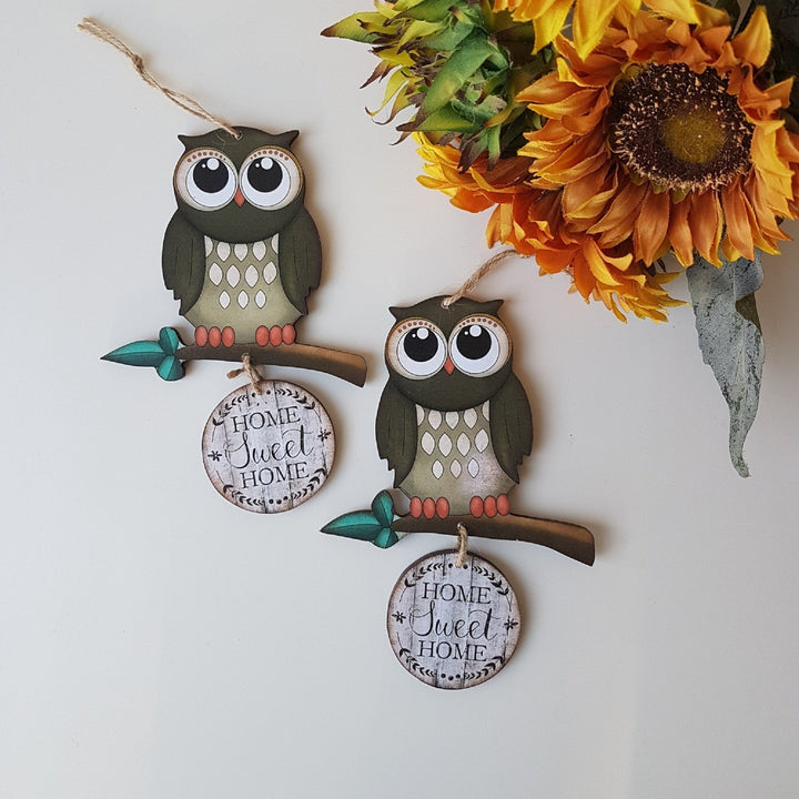 Set of 2 Owl Home Sweet Home Sign|  Wall Decor|Decorative Wall Hangings|Uv Printing|Home Sweet Home|Custom Modern Art|Housewarming Gift