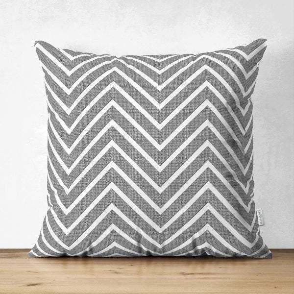 Gray & White Geometric Pillow Cover|Psychedelic Suede Cushion Cover|Decorative Pillow Case|Rustic Home Decor|Bohemian Style Pillow Case