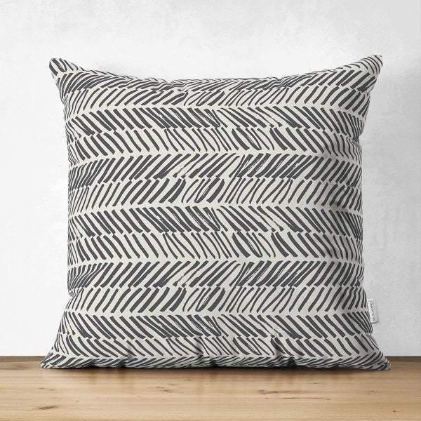 Gray & White Geometric Pillow Cover|Psychedelic Suede Cushion Cover|Decorative Pillow Case|Rustic Home Decor|Bohemian Style Pillow Case