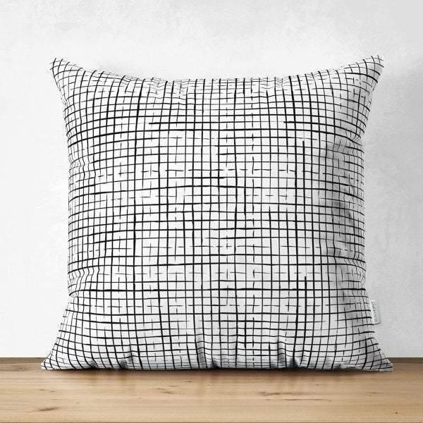 Gray & White Geometric Pillow Cover|Psychedelic Suede Cushion Cover|Decorative Pillow Case|Rustic Home Decor|Bohemian Style Pillow Case