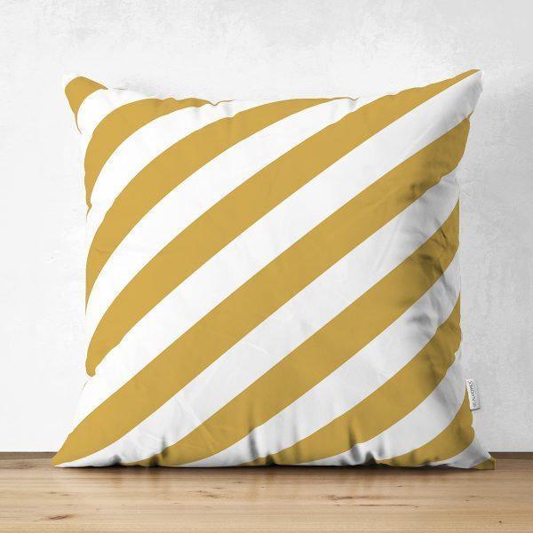 Golden Stripes Pillow Cover|Geometric Suede Cushion Cover|Decorative Pillow Case|Psychedelic Style Home Decor|Bohemian Style Pillow Case