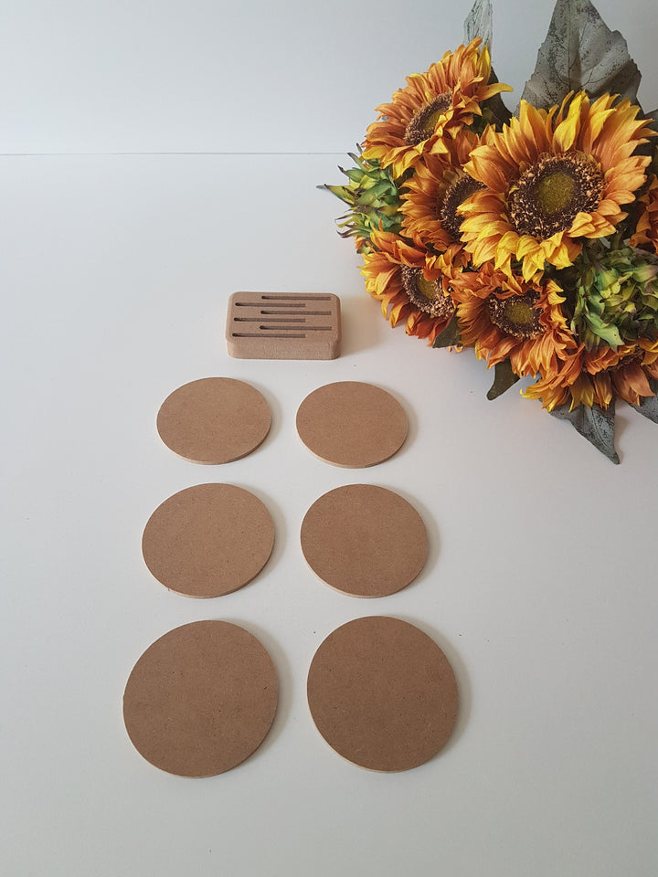 Set of 6 Unfinished Wooden Coasters in Box | Wooden Decor|Ready to Paint, Decoupage|Custom Unfinished Wood DIY Supply|Circle Coaster Gift