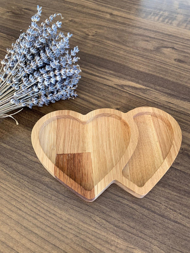 Wooden Heart Shaped Snack Plate|Decorative Serving Plate|Nut Platter|Custom Table Deco|Wooden Plate with Sections|Gift for her|Wooden Art