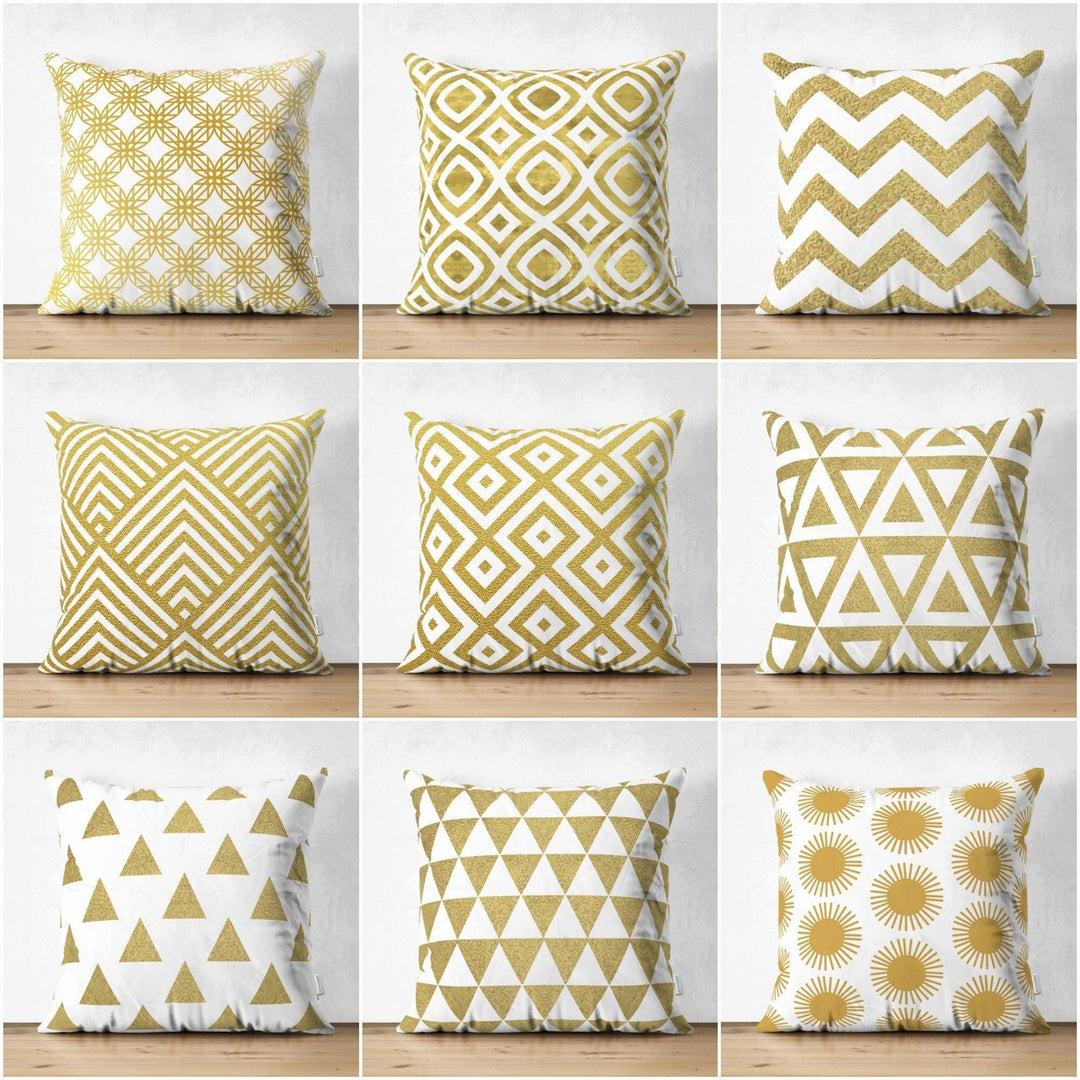 Gold Color Geometric Pillow Cover|Psychedelic Suede Cushion Case|Decorative Authentic Pillow Case|Rustic Home Decor|Bohemian Style Pillow