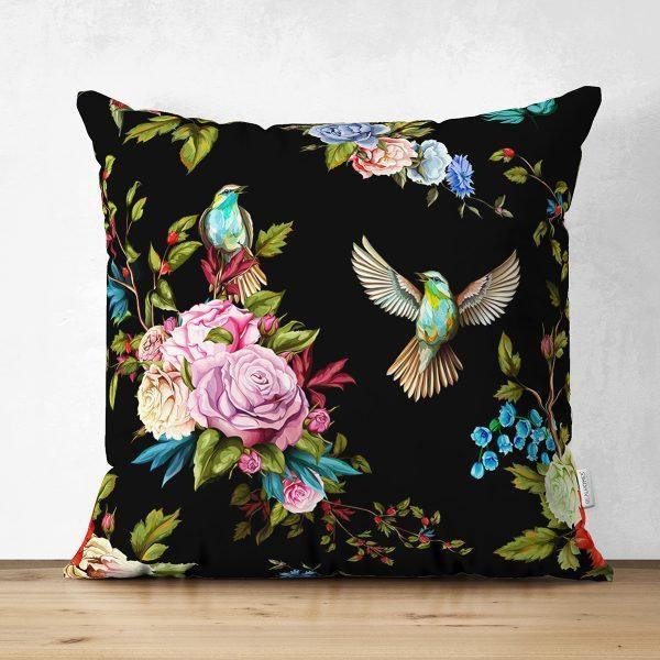 White and Black Floral Cushion Case Akasia