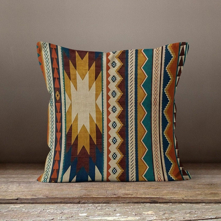 Rug Design Pillow Cover|Terracotta Southwestern Cushion Case|Decorative Aztec Print Ethnic Home Decor|Farmhouse Style Geometric Pillow Case