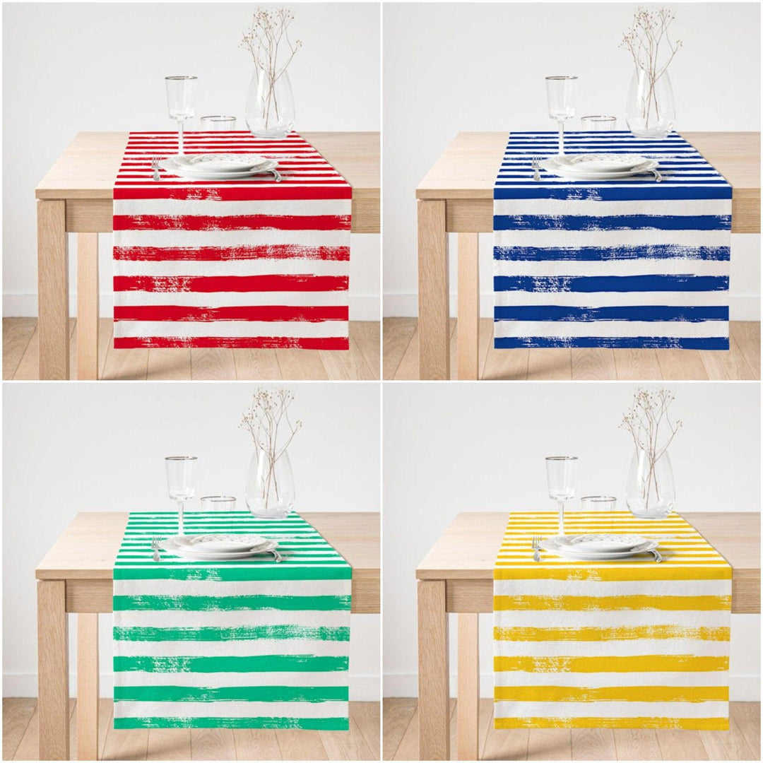 Striped Suede Table Runner|Colorful Stripes Tabletops|Decorative Tableclothes|Modern Home Decor|Psychedelic Style Runner|Suede Table Runners