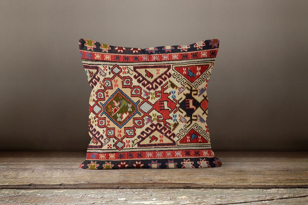 Digital Print Southwestern Pillow Cover|Rug Kilim Design Pillow Cushion Case|Worn Looking Aztec Print Ethnic Home Decor|Authentic Pillow Top