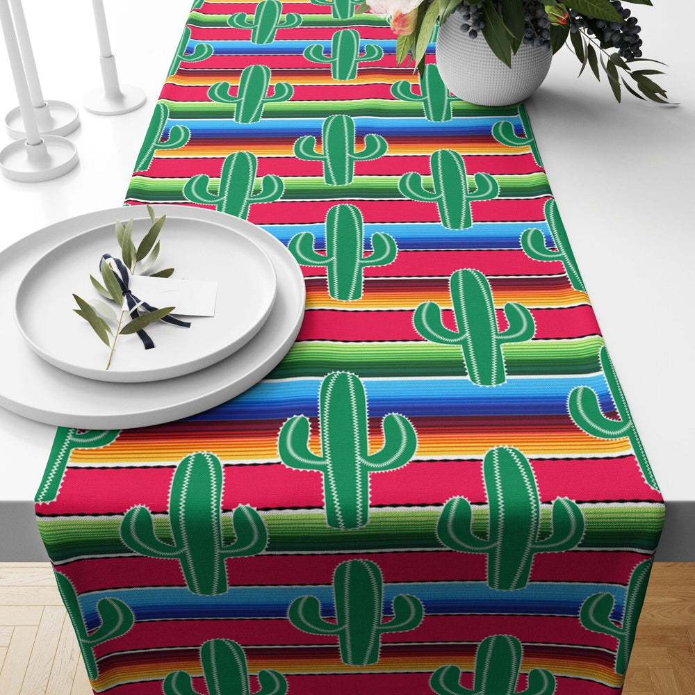 Cactus Table Runner|High Quality Cactus Table Runner|Succulent Home Decor|Farmhouse Table|Green Cactus Decor|Colorful Cactus Tablecloth