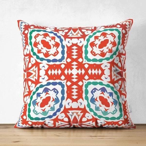 Tile Pattern Pillow Cover|Geometric Design Suede Pillow Case|Decorative Pillow Case |Rustic Home Decor|Farmhouse Style Authentic Pillow Case