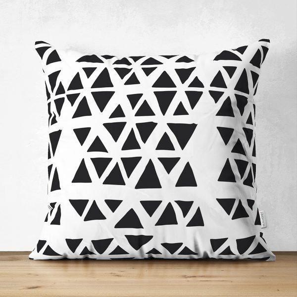 Black & White Geometric Pillow Cover|Psychedelic Suede Cushion Cover|Decorative Pillow Case|Rustic Home Decor|Bohemian Style Pillow Case