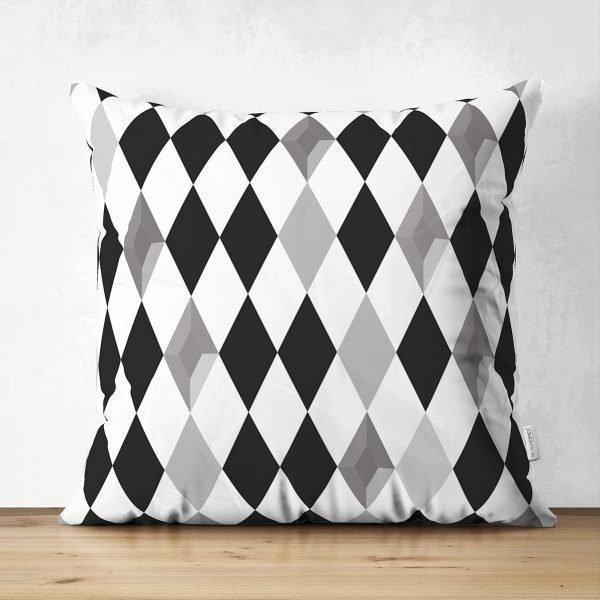 Black & White Geometric Pillow Cover|Psychedelic Suede Cushion Cover|Decorative Pillow Case|Rustic Home Decor|Bohemian Style Pillow Case