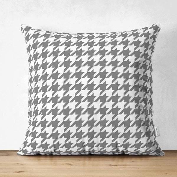 Gray & White Geometric Pillow Cover|Psychedelic Suede Cushion Cover|Decorative Pillow Case|Rustic Home Decor|Bohemian Style Pillow Case