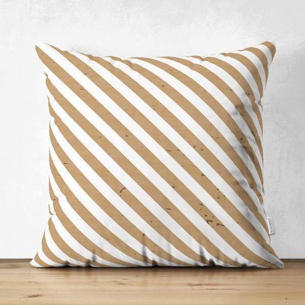 Golden Stripes Pillow Cover|Geometric Suede Cushion Cover|Decorative Pillow Case|Psychedelic Style Home Decor|Bohemian Style Pillow Case