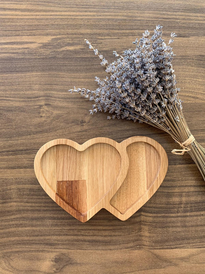 Wooden Heart Shaped Snack Plate|Decorative Serving Plate|Nut Platter|Custom Table Deco|Wooden Plate with Sections|Gift for her|Wooden Art