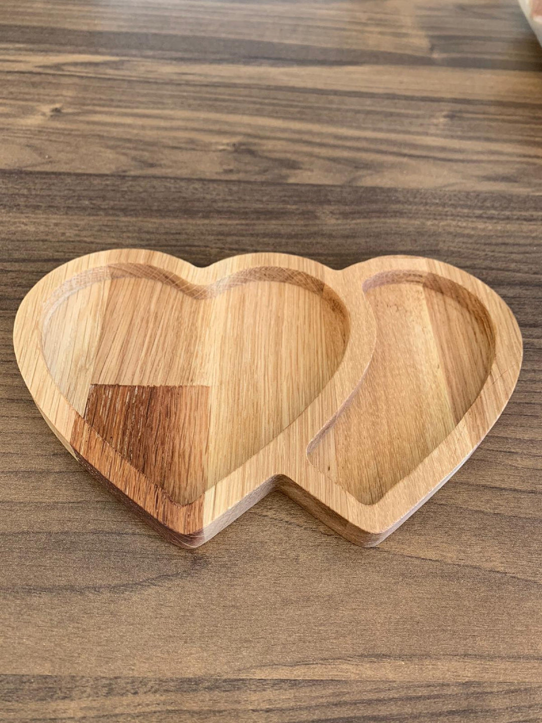 Wooden Heart Shaped Snack Plate|Decorative Serving Plate|Nut Platter|Custom Table Deco|Wooden Plate with Sections|Gift for her|Wooden Art