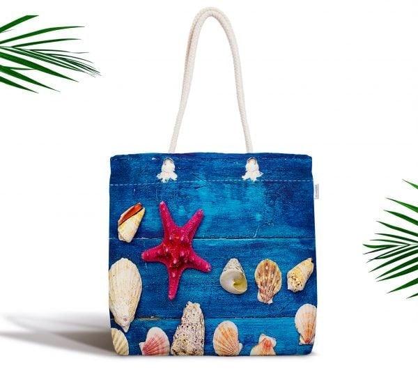 Coastal Shoulder Bag|Starfish Fabric Handbag|Sea Side Camping Handbag|Marine Beach Tote Bag|Digital Print Messenger Bag|Summer Trend Bag