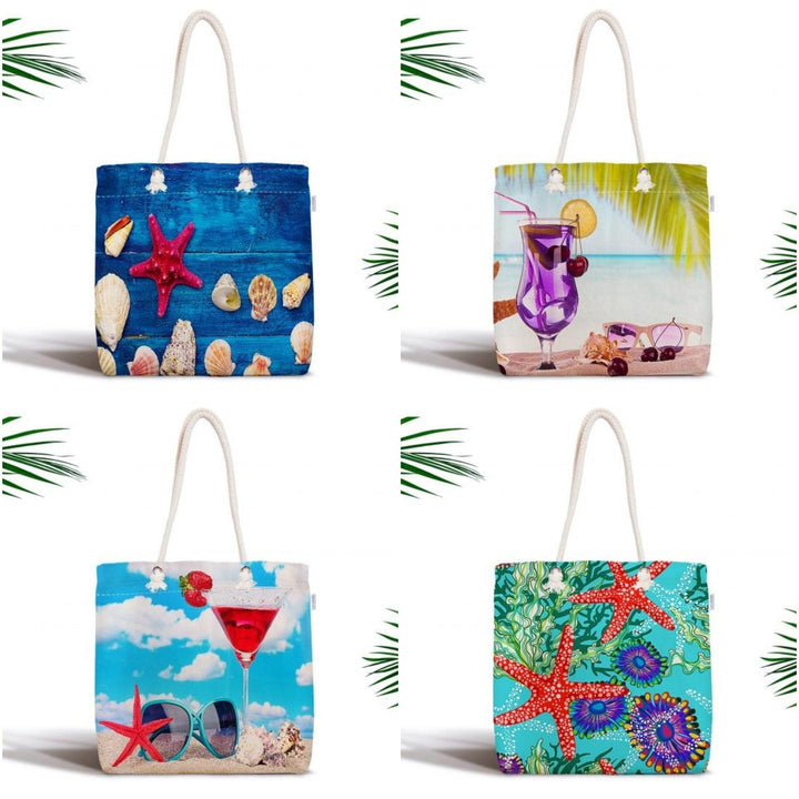 Coastal Shoulder Bag|Starfish Fabric Handbag|Sea Side Camping Handbag|Marine Beach Tote Bag|Digital Print Messenger Bag|Summer Trend Bag