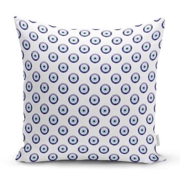 Evil Eye Pillow Cover|Turkish Greek Blue Evil Eye Cushion Case|Protection Amulet Throw Pillows|Nazar Bead Boho Bedding|Good Luck Home Decor