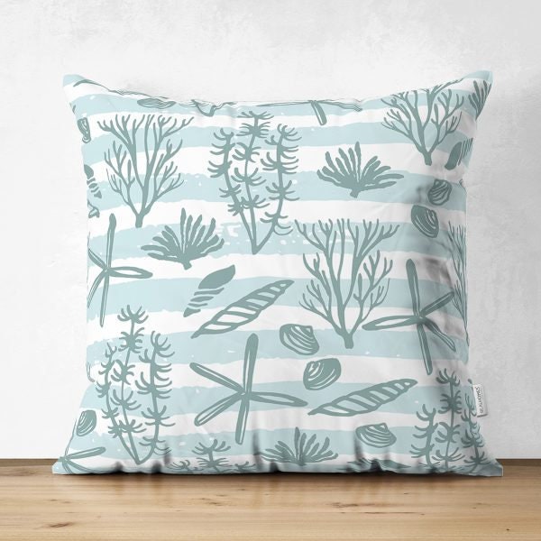 Beach House Pillow Cover|High Quality Suede Coastal Cushion Case|Decorative Sea Creatures Pillow|Summer Trend Pillow|Coastal Home Decor