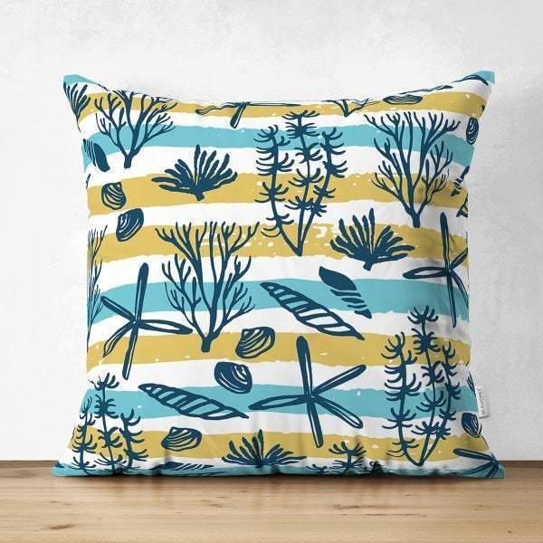 Beach House Pillow Cover|High Quality Suede Coastal Cushion Case|Decorative Sea Creatures Pillow|Summer Trend Pillow|Coastal Home SKU1450