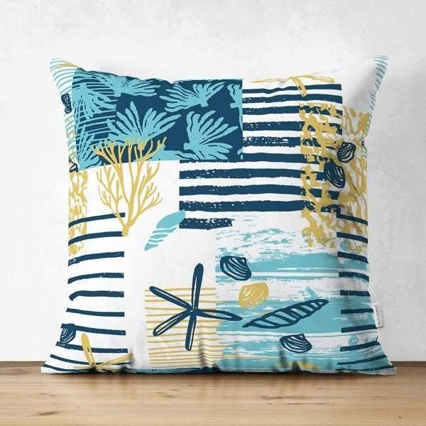 Beach House Pillow Cover|High Quality Suede Coastal Cushion Case|Decorative Sea Creatures Pillow|Summer Trend Pillow|Coastal Home SKU1450