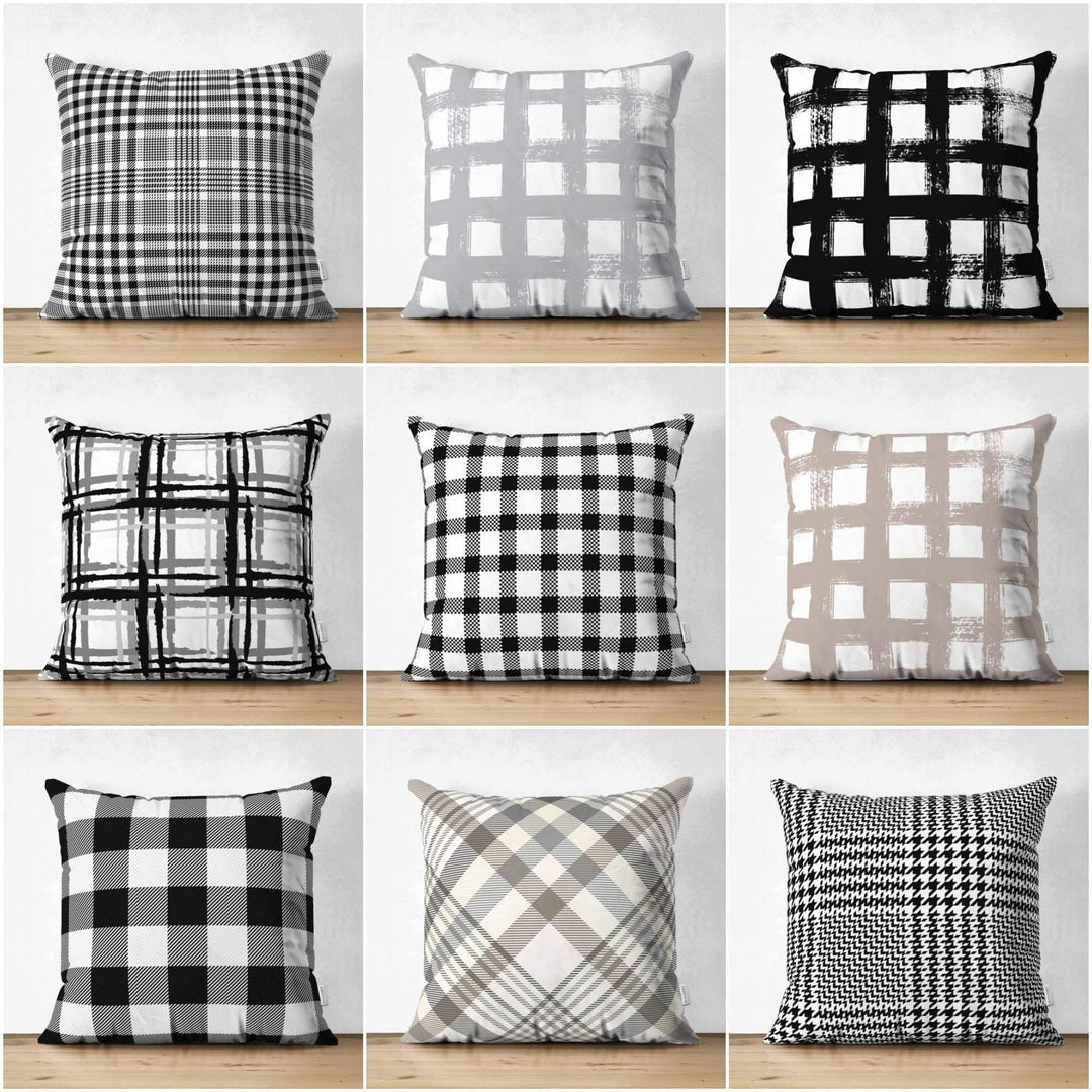 Plaid Pillow Cover|Tartan Chequer Pillows|Check Pattern Cushion Cases|Geometric Pattern Home Decor|Decorative Pillow Case |Rustic Home Decor