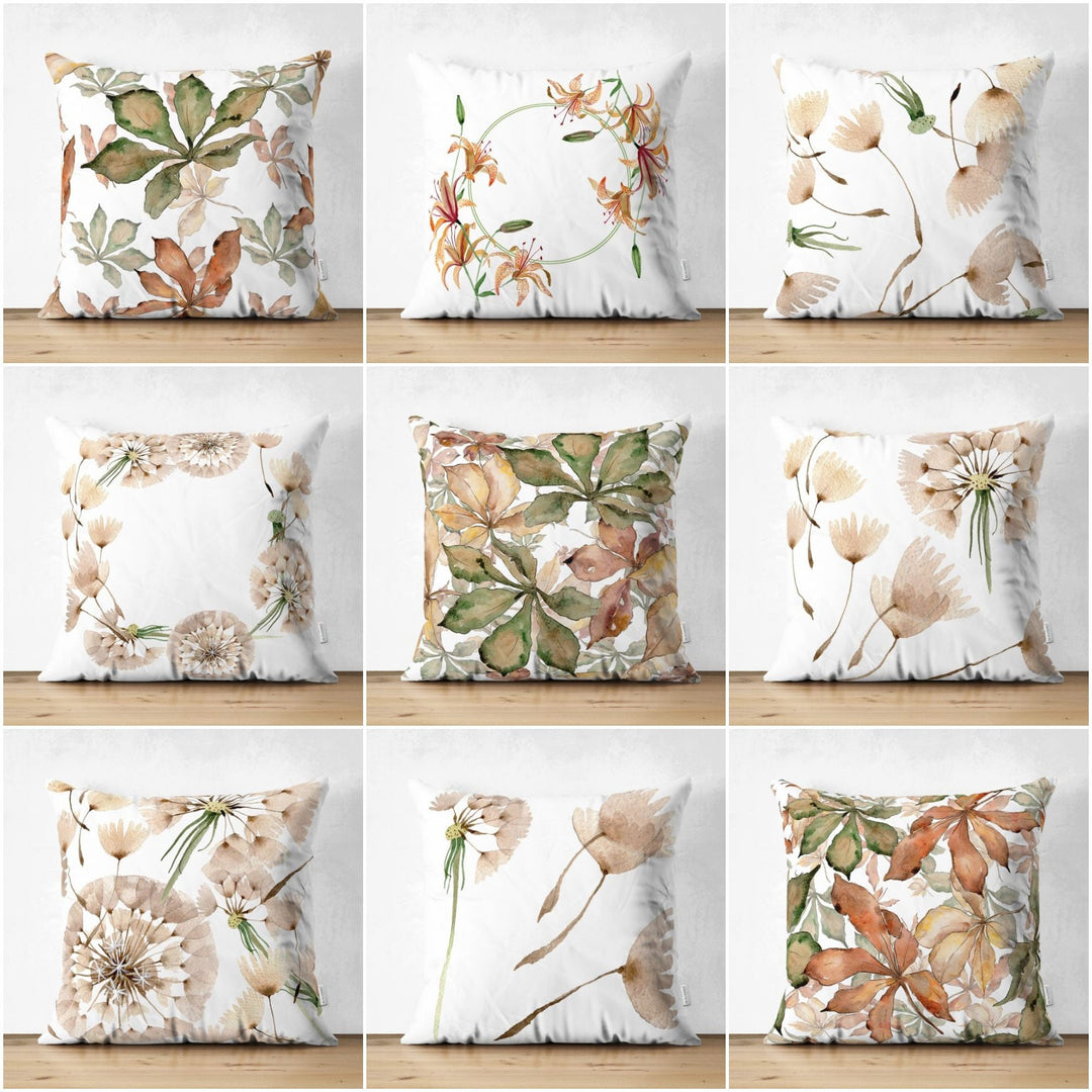 Floral Pillow Cover|Summer Trend Cushion Case|Watercolor Painting Floral Decor|Decorative Suede Cushion Cover|Digital Print Spring Trend