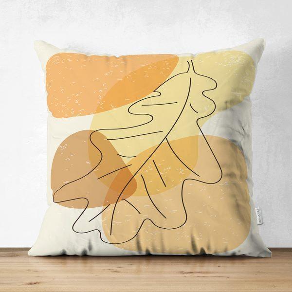 Abstract Pillow Cover|High Quality Suede Onedraw Cushion Case|Decorative Leaves Drawing Pillow Cover|Modern Style Silhouette Cushion Cover