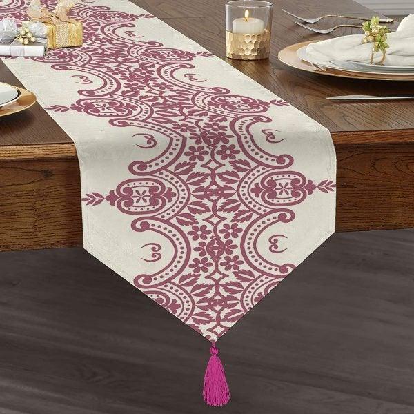 Decorative Table Runner|High Quality Triangle Chenille Table Runner|Ethnic Pattern Table Runner|Bohemian Style Authentic Tasseled Runner