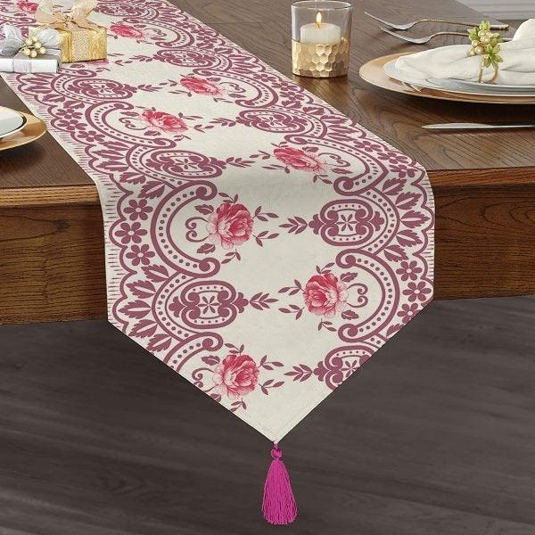 Decorative Table Runner|High Quality Triangle Chenille Table Runner|Ethnic Pattern Table Runner|Bohemian Style Authentic Tasseled Runner