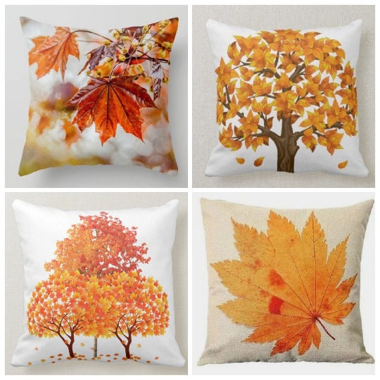 Fall Trend Pillow Cover | Autumn Cushion Case |Orange Leaves Throw Pillow |Autumn Tree Home Decor|Housewarming Farmhouse Autumn Pillow Case