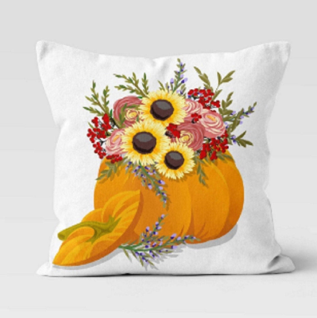 Fall Trend Pillow Cover|Autumn Cushion Case|Orange Pumpkin Throw Pillow|Thanksgiving FallHome Decor|Housewarming Sunflower Pillow Cover