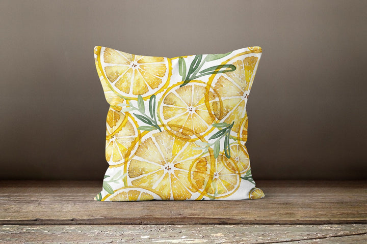 Floral Lemon Striped Pillow Case|Black White Striped Pillow Cover|Decorative Cushion|Housewarming Floral Cushion Case|Farmhouse Throw Pillow