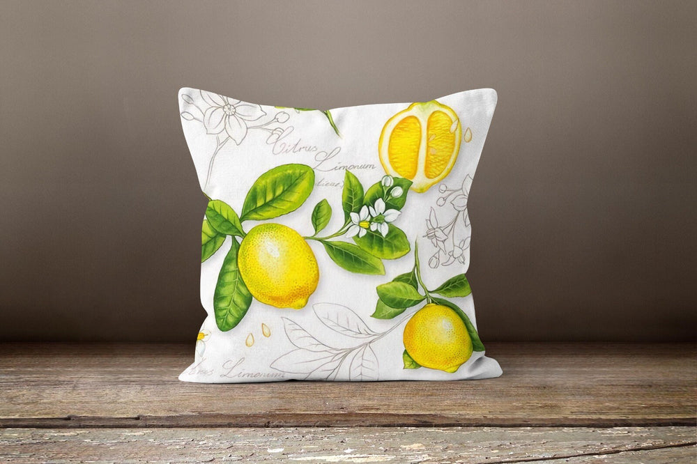 Floral Lemon Pillow Case|Black White Checkered Pillow Cover|Decorative Cushion|Housewarming Lemon Tree Case|Farmhouse Throw Pillow Cover