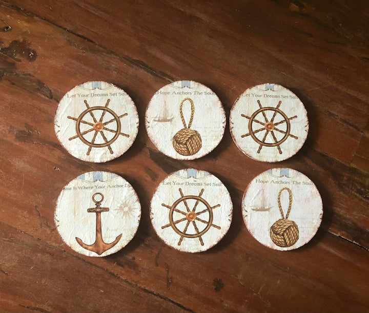 Set of 6 Hand Painted Coasters| Wooden Decor|Custom Table Decor|Acrylic Painting|Original Home Decor|Mug Coaster|Handmade|Housewarming Gift