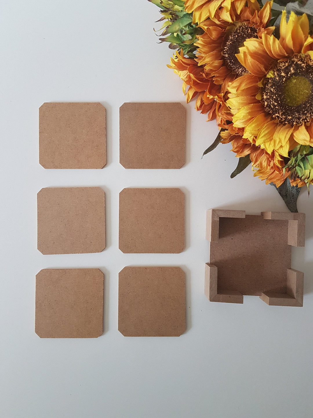 Set of 6 Unfinished Wooden Coasters in Box|Wooden Decor|Ready to Paint, Decoupage|Custom Unfinished Wood DIY Supply|Housewarming Gift