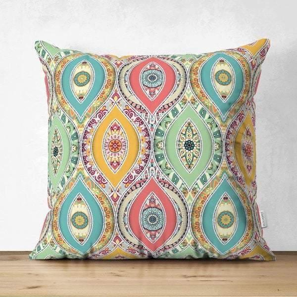 Ethnic Pattern Pillow Cover|Geometric Design Mosaic Pillow Case|Decorative Pillow Case|Cozy Home Decor|Farmhouse Style Authentic Pillow Case