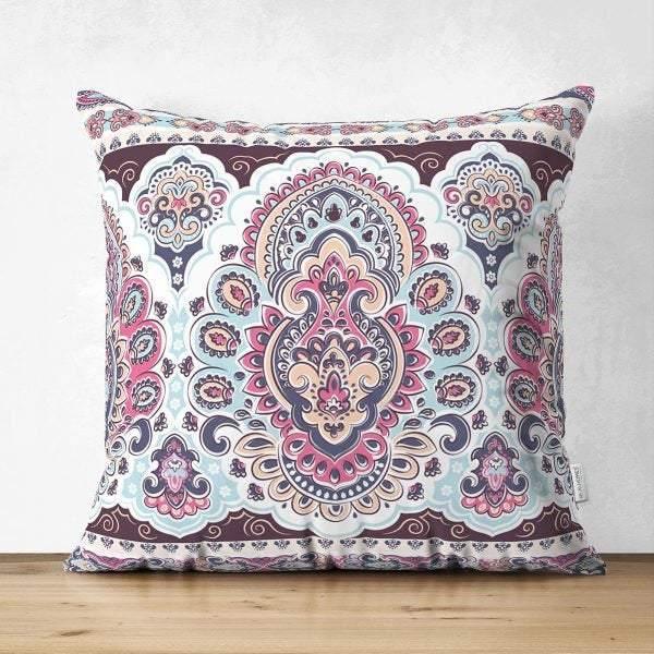 Ethnic Pattern Pillow Cover|Geometric Design Mosaic Pillow Case|Decorative Pillow Case|Cozy Home Decor|Farmhouse Style Authentic Pillow Case