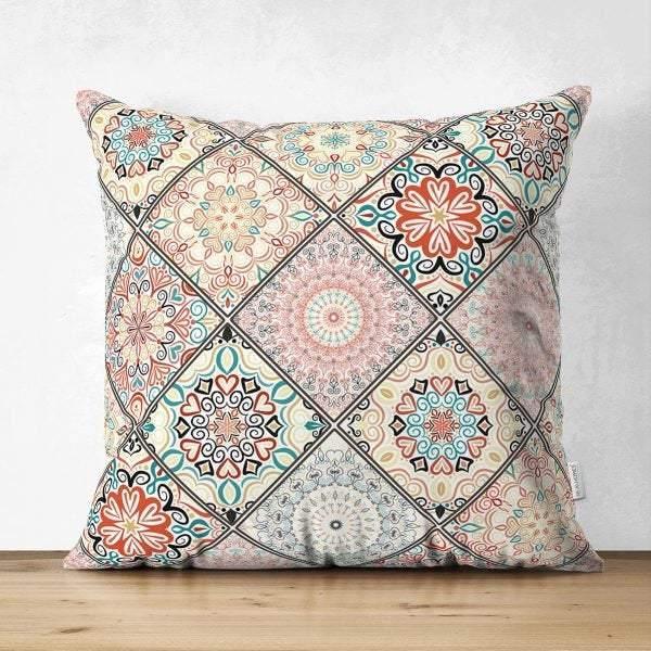 Ethnic Pattern Pillow Cover|Geometric Design Mosaic Pillow Case|Decorative Pillow Case|Cozy Home Decor|Farmhouse Style Authentic Pillow Case