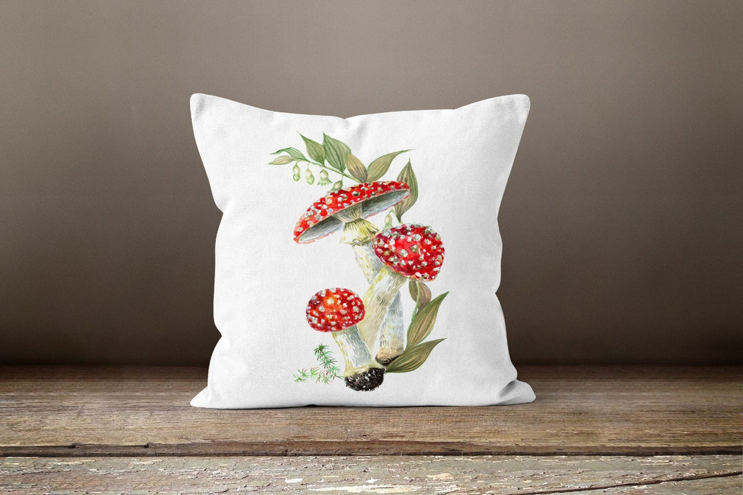 Mushroom Pillow Case|Red Mushroom and Snail Pillow Cover|Decorative Cushion Case|Housewarming Plant Pillow Case|Farmhouse Throw Pillow Cover