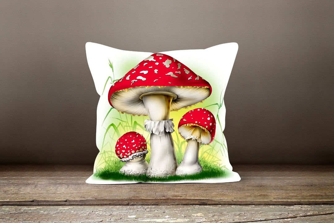 Mushroom Pillow Case|Red Mushroom and Snail Pillow Cover|Decorative Cushion Case|Housewarming Plant Pillow Case|Farmhouse Throw Pillow Cover