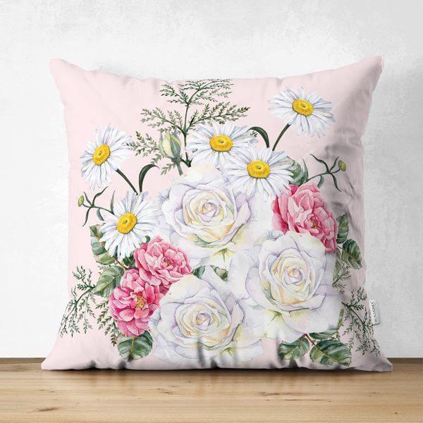 Floral Pillow Cover|Summer Trend Cushion Case|Pinky Flowers Home Decor|Heartwarming Floral Suede Cushion|Digital Print Spring Trend Decor