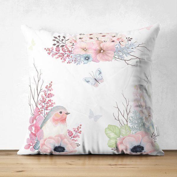 Floral Pillow Cover|Summer Trend Cushion Case|Pinky Flowers Home Decor|Heartwarming Floral Suede Cushion|Digital Print Spring Trend Decor