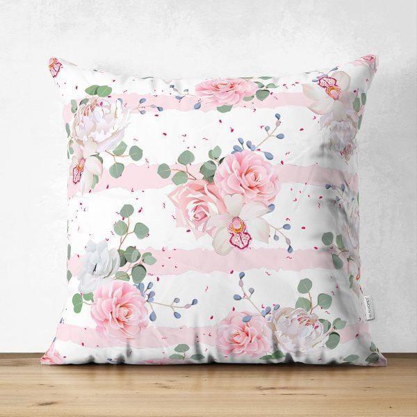 Floral Pillow Cover|Summer Trend Cushion Case|Pinky Flowers Home Decor|Heartwarming Floral Suede Cushion|Digital Print Spring Trend Decor