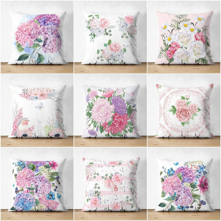 Floral Pillow Cover|Summer Trend Cushion Case|Pinky Flowers Home Decor|Heartwarming Floral Suede Cushion|Digital Print Spring Trend Decor