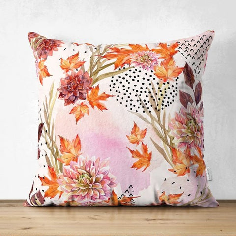 Floral Pillow Cover|Summer Trend Cushion Case|Flowers and Leaves Pillow|Heartwarming Floral Suede Cushion|Floral Antique Clock Pillow Case