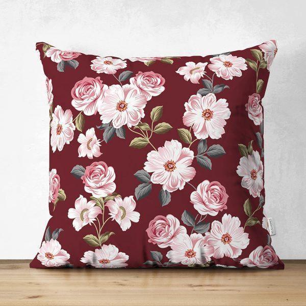 Floral Pillow Cover|Summer Trend Cushion Case|Pinky Flowers Home Decor|Heartwarming Floral Suede Cushion|Digital Print Pale Color Cushion