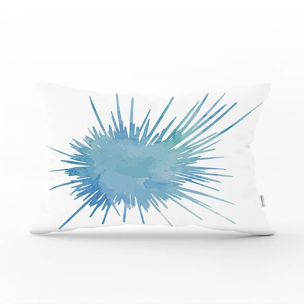 Beach House Pillow Cover|Rectangle Coastal Cushion Case|Decorative Sea Creatures Pillow|Turquoise Seahorse Oyster Seashell Starfish Pillow