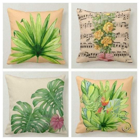 Plants Pillow Cover|Green Leaves Pillow Covers | Floral Cushion Cases| Decorative Pillow Case|Bedding Home Decor|Housewarming Outdoor Pillow